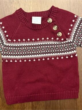 NWT Edgehill Collection Red Christmas Sweater with Button Shoulder